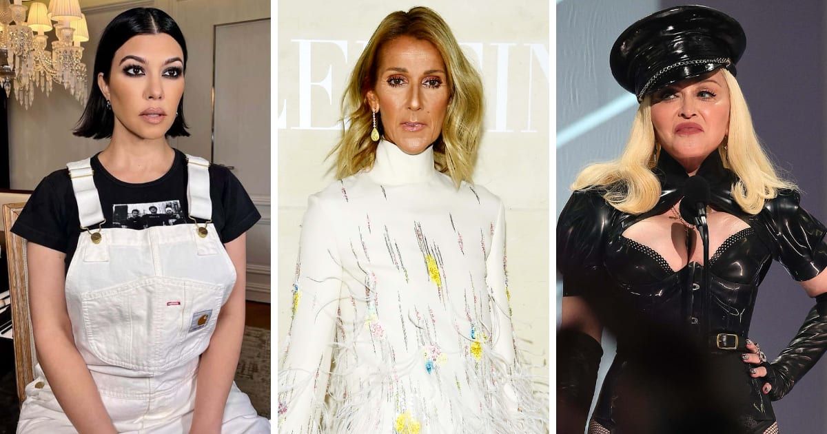 For stars like Kourtney Kardashian, Celine Dion, and Madonna, the wait for motherhood after 40 proved to be worth the complications (Getty Images)