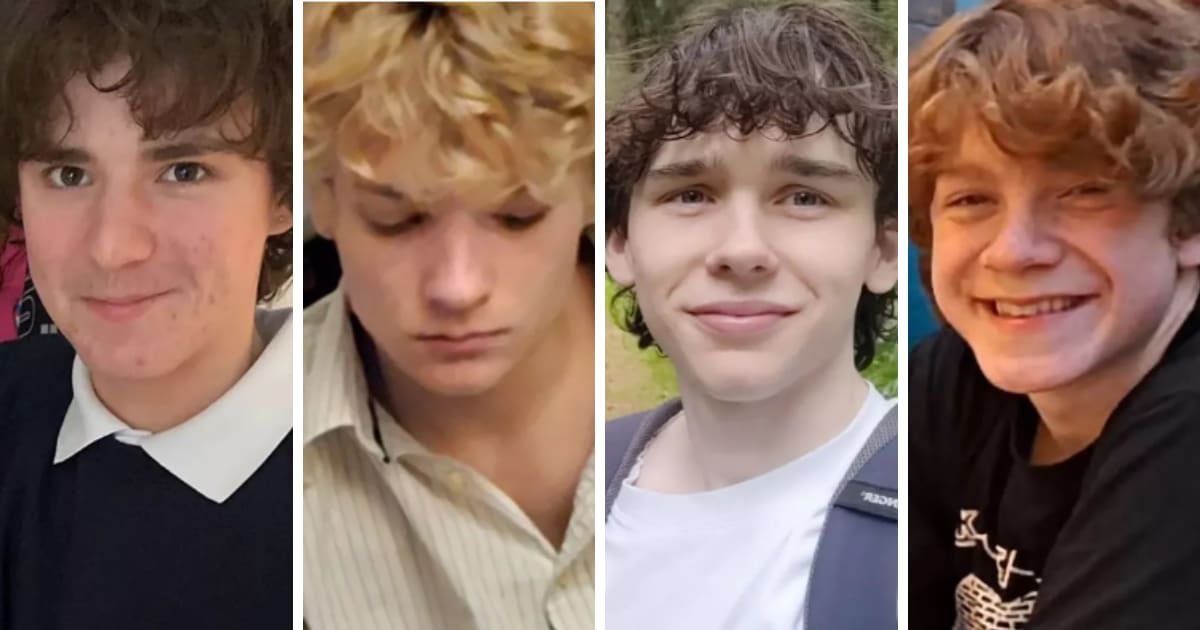 North Wales Police seek dash cam footage after Jevon Hirst, 16, Harvey Owen, 16, Wilf Fitchett, 17, and Hugo Morris, 18, drown to death in a car accident (North Wales Police)