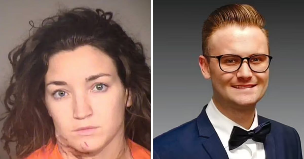Bryn  Spejcher (L) was accused of grabbing multiple knives to stab her boyfriend Chad O'Melia (R) repeatedly, piercing vital organs, eventually leading to his death (Ventura County Sheriff's Department, justiceforchado/TikTok)
