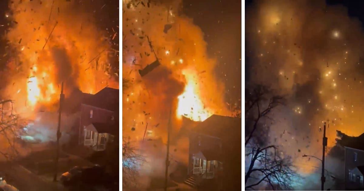 The footage of the Arlington home explosion went viral on the internet (@connormaj/X)