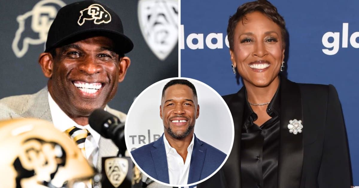 GMA's Robin Roberts throws shade at absent co-host Michael Strahan as guest Deion Sanders gushes over her