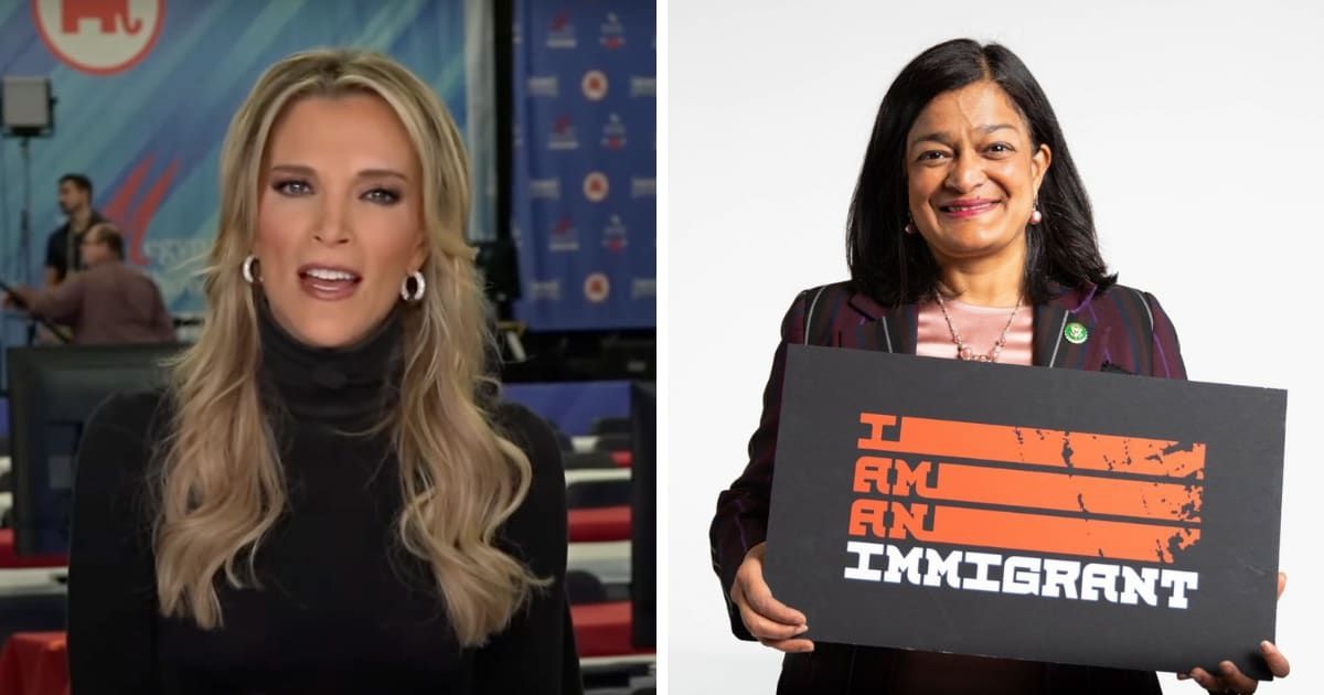Megyn Kelly called out Congresswoman Pramila Jayapal over her remarks on the Hamas-Israel conflict (@MegynKelly/YouTube & @pramilajayapal/Instagram)