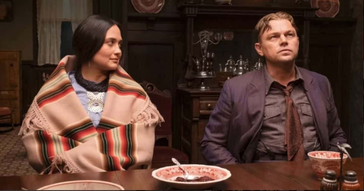 Lily Gladstone as Mollie and Leonardo Di Caprio as Ernest Burkhart in 'Killers of the Flower Moon' (IMDb)