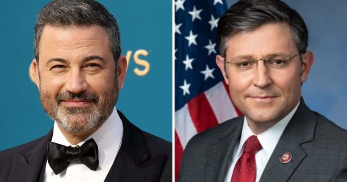 Jimmy Kimmel took aim at House Speaker Mike Johnson for his dismissive attitude towards the Jan 6 riots (Getty Images/X@RepMikeJohnson)