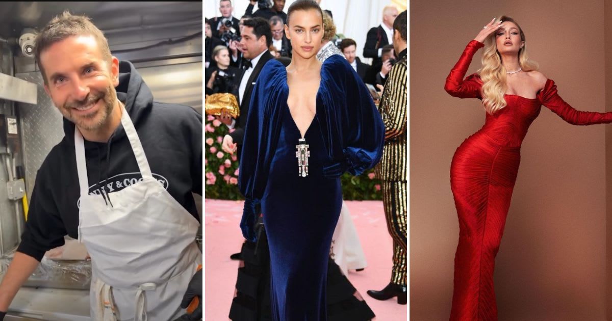On Wednesday, Bradley Cooper's ex, Irina Shayk, and current sweetheart Gigi Hadid visited him while he was working at his NYC food truck (The Independent/YouTube, @irinashayk/Instagram, @gigihadid/Instagram)