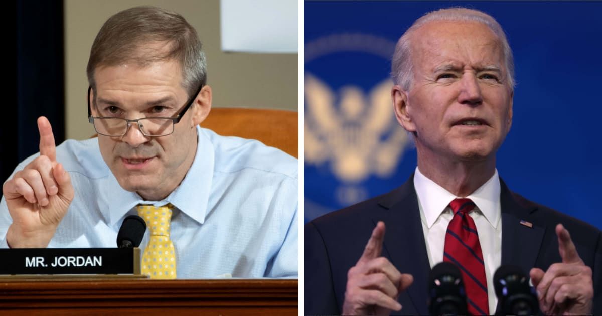 Jim Jordan's claims on President Joe Biden and son Hunter having dinners together triggered online mockery (Getty Images)