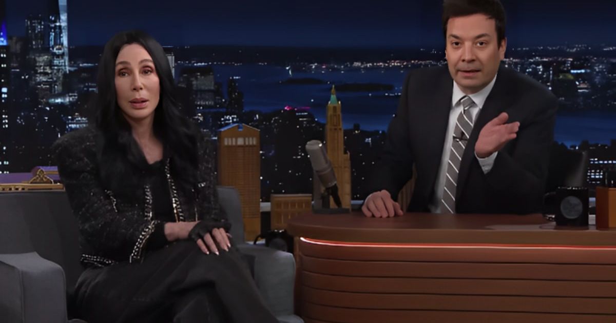 The 'Tonight Show' segment saw Cher and Jimmy Fallon spit coffee, oatmeal, and more at each other (@fallontonight/Youtube)