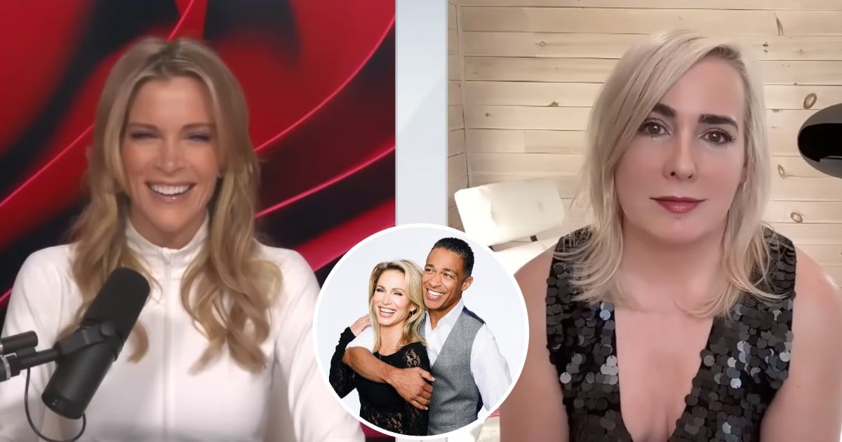 Megyn Kelly and Maureen Callahan shared some laughs while discussing the new podcast of former GMA hosts TJ Holmes and Amy Robach (Screengrab/Megyn Kelly/Youtube,  Getty Images)