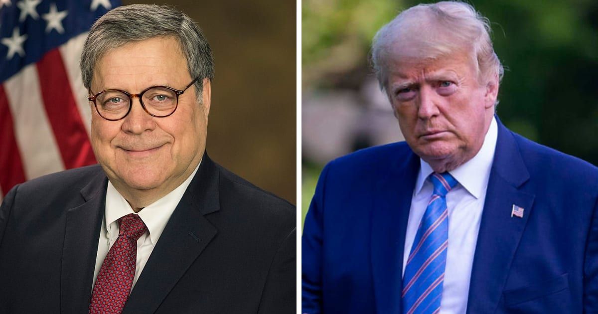 Calling Bill Barr a 'coward', Donald Trump said he would not appoint the former attorney general again (Wikimedia Commons and Getty Images)