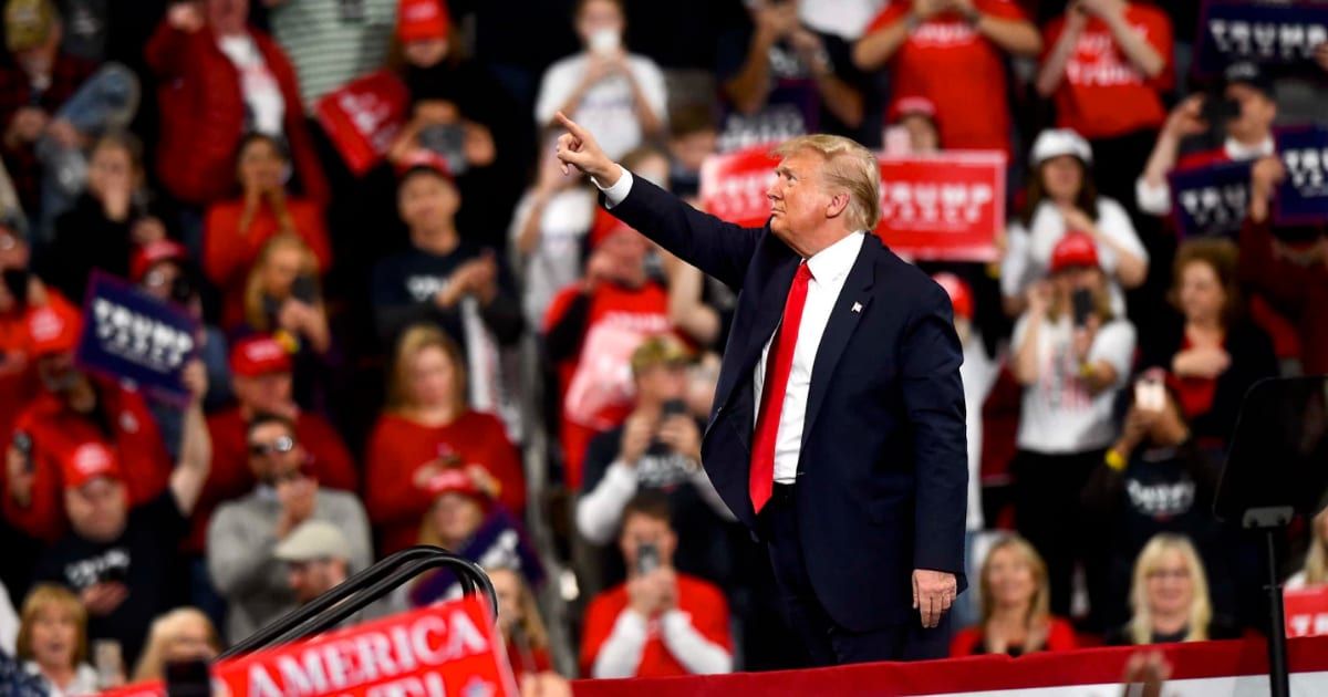 President Donald Trump speaks during a campaign rally on December 10, 2019, at Giant Center in Hershey, Pennsylvania, United States (Photo by Lev Radin/Anadolu Agency via Getty Images)