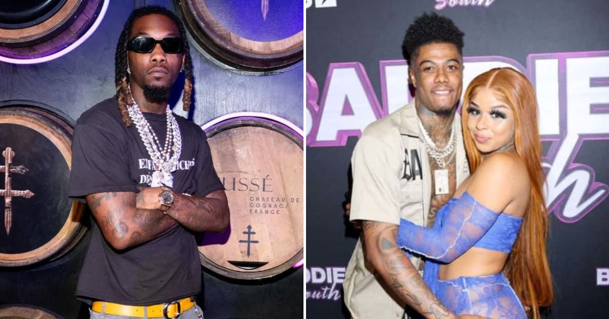 Offset lashed out at Blueface after he accused the rapper of hooking up with ex Chrisean Rock (@offsetyrn/Instagram, GettyImages)