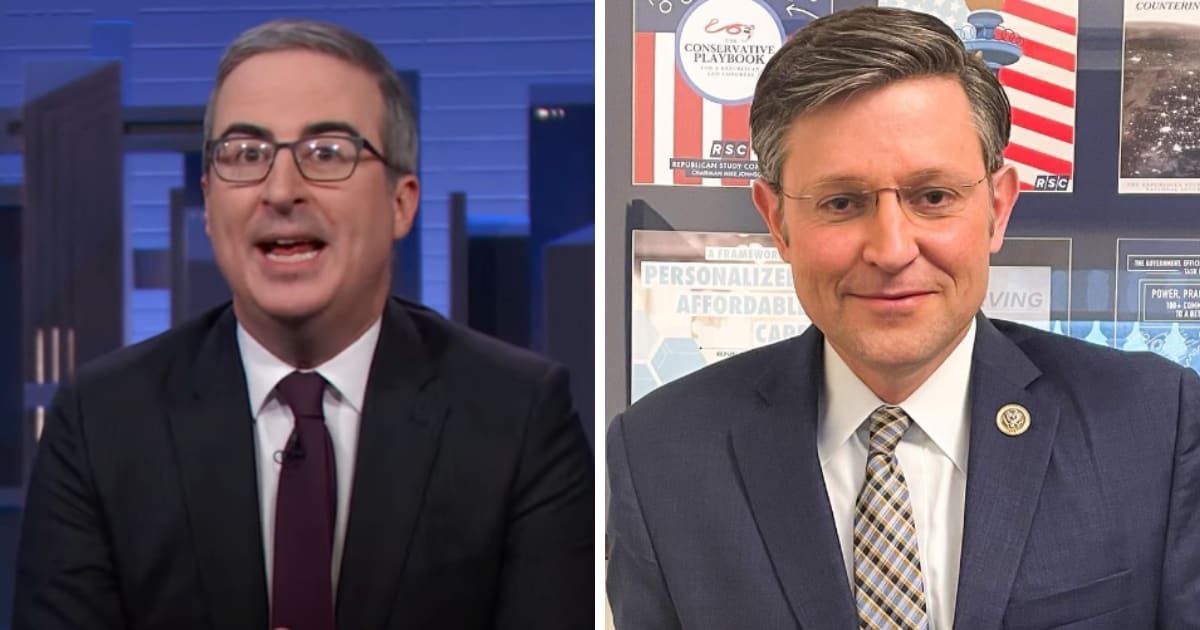 John Oliver called out House Speaker Mike Johnson for sharing a porn-accountability app with his son (Last Week Tonight/Youtube, @speakermjohnson/Instagram)
