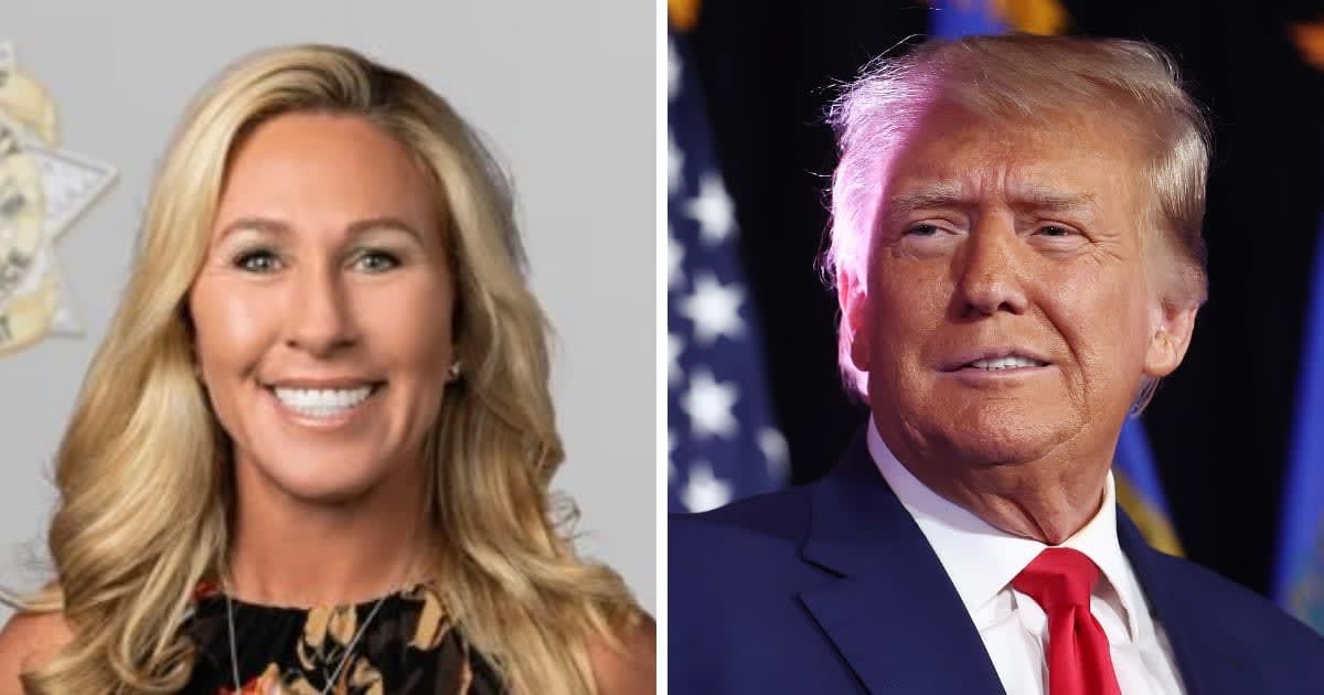 Marjorie Taylor Greene shares recent polls in Goergia and Michigan that highlight Donald Trump's lead ahead of Presidential alection in 2024 (X/@mtgreene, Getty Images)