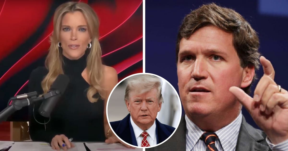 Tucker Carlson revealed his decision about becoming Donald Trump's running mate in 2024 on 'The Megyn Kelly Show' (@MegynKelly/YouTube & Getty Images)