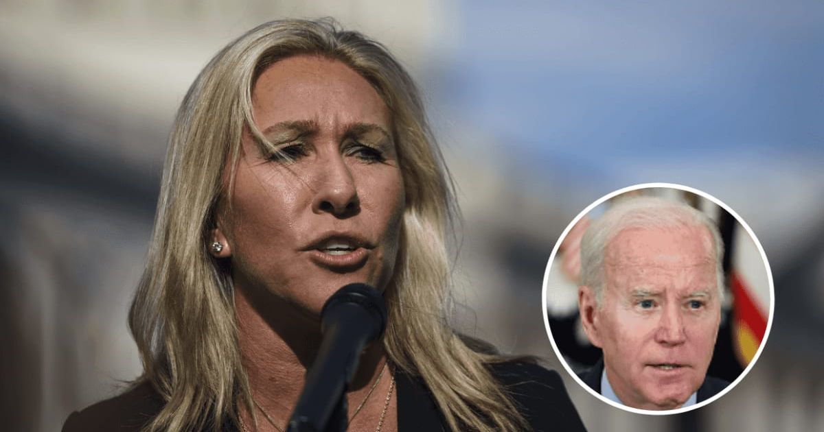 Marjorie Taylor Greene took aim at the Biden admin over border security (Getty Images)