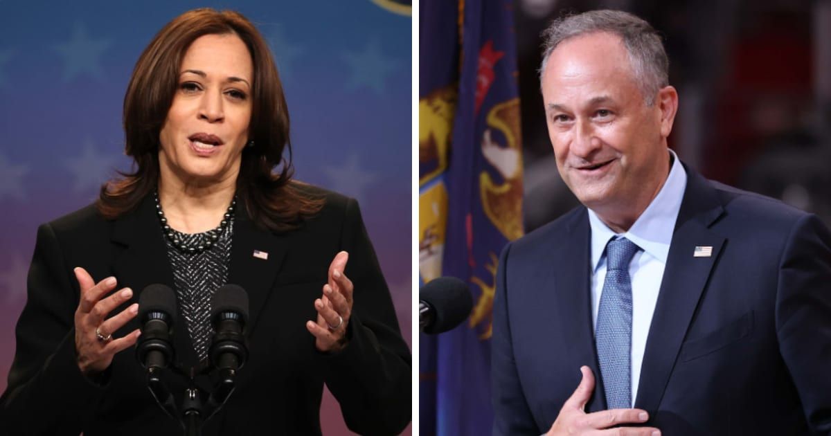Doug Emhoff deleted his post about a Hanukkah origin story after netizens accused him and his wife Kamala Harris of 'watering down our biblical stories' (Getty Images)