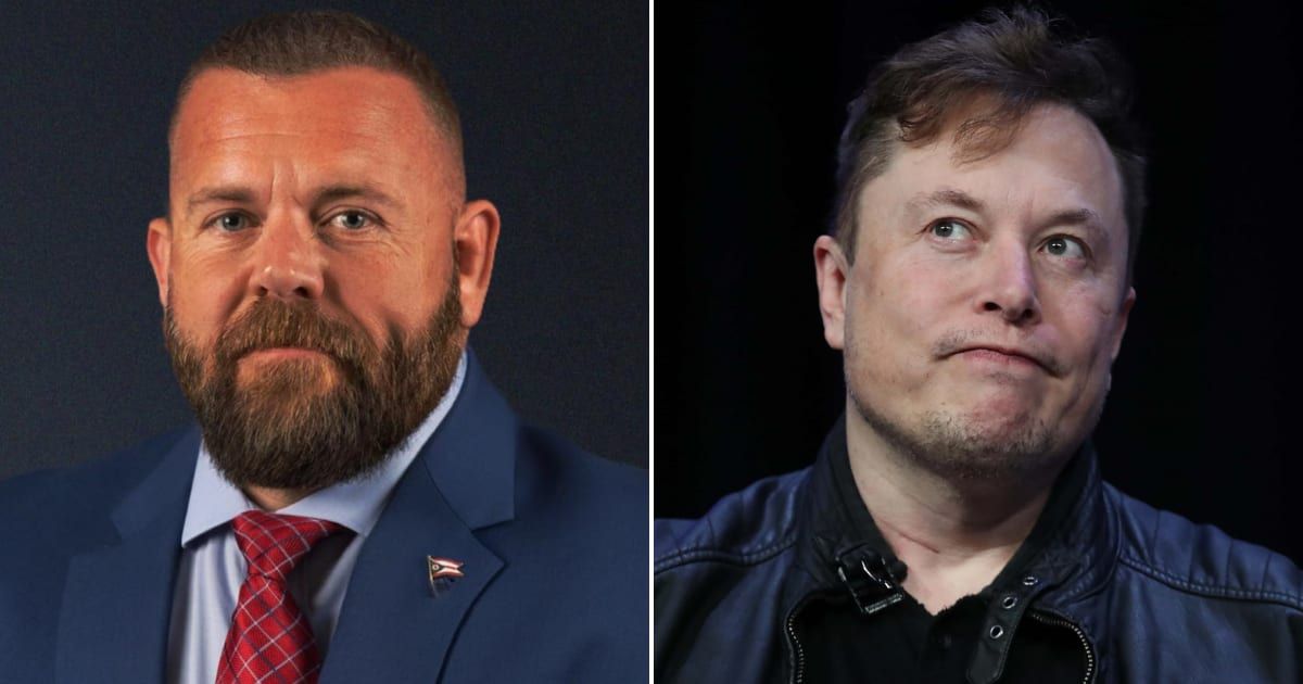 JR Majewski urged Elon Musk to take down community post about his military service (Facebook/JR Majewski and Getty Images)