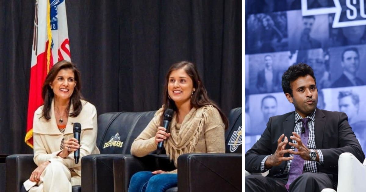 Nikki Haley was accompanied by her daughter, Rena Haley, in a live interview where they addressed a remark by Vivek Ramaswamy (@nikkihaley/Instagram, Getty Images)