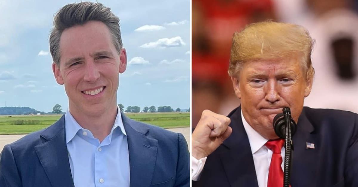Missouri Senator Josh Hawley became the 18th Republican senator to endorse former president Donald Trump as the 2024 presidential nominee (@joshhawleymo/Instagram and Getty Images)