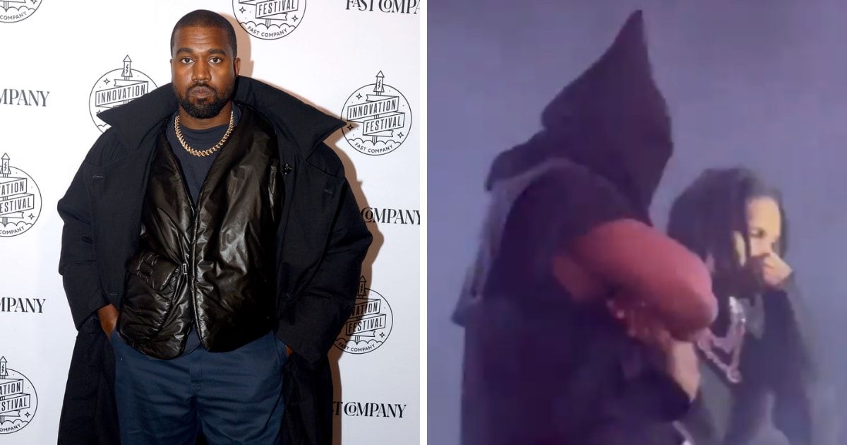 Kanye West stirs controversy as rapper shows up in KKK-style hood at 'Vultures' album party