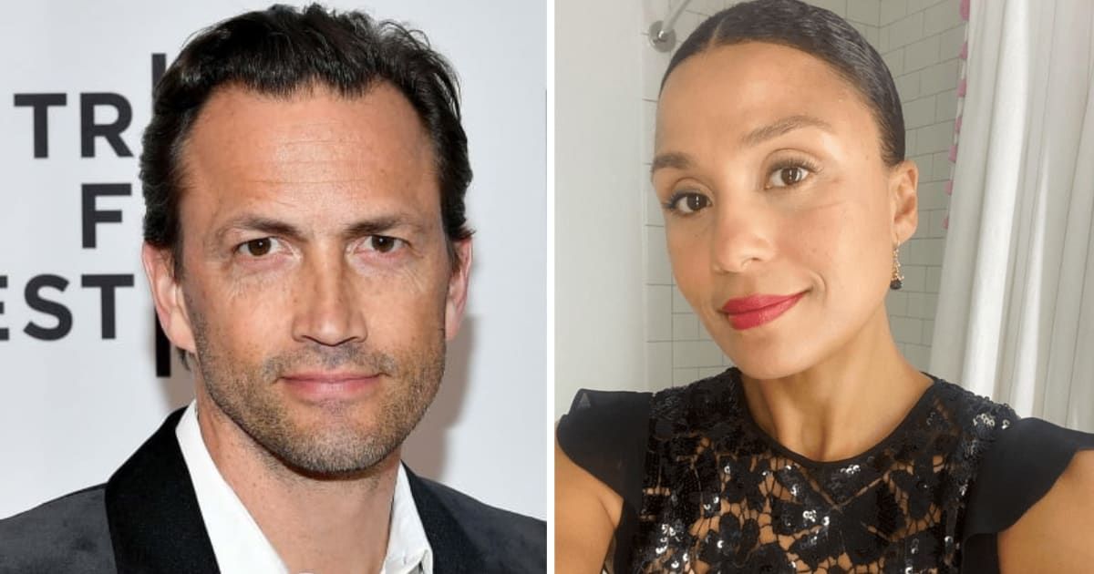 Amy Robach's ex-husband Andrew Shue (L)  and T.J Holmes' ex-wife Marilee Fiebig are happy together (Getty Images, @marileefholmes/Instagram)