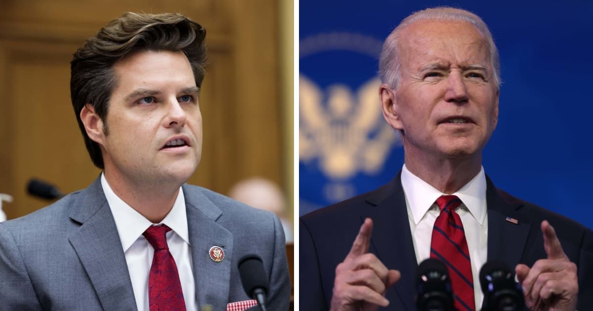 Matt Gaetz voted to advance an official impeachment inquiry m against Joe Biden (Getty Images)