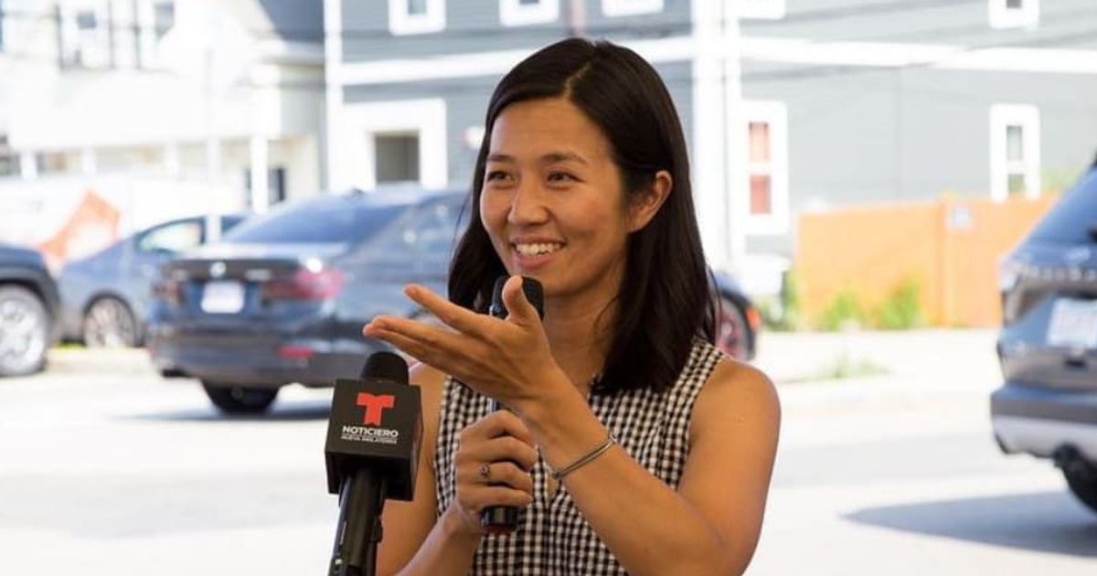 Boston mayor Michelle Wu has come under fire after her team sent out invites to all council members for a holiday party meant for 'Electeds of Color' (@wutrain/Instagram)