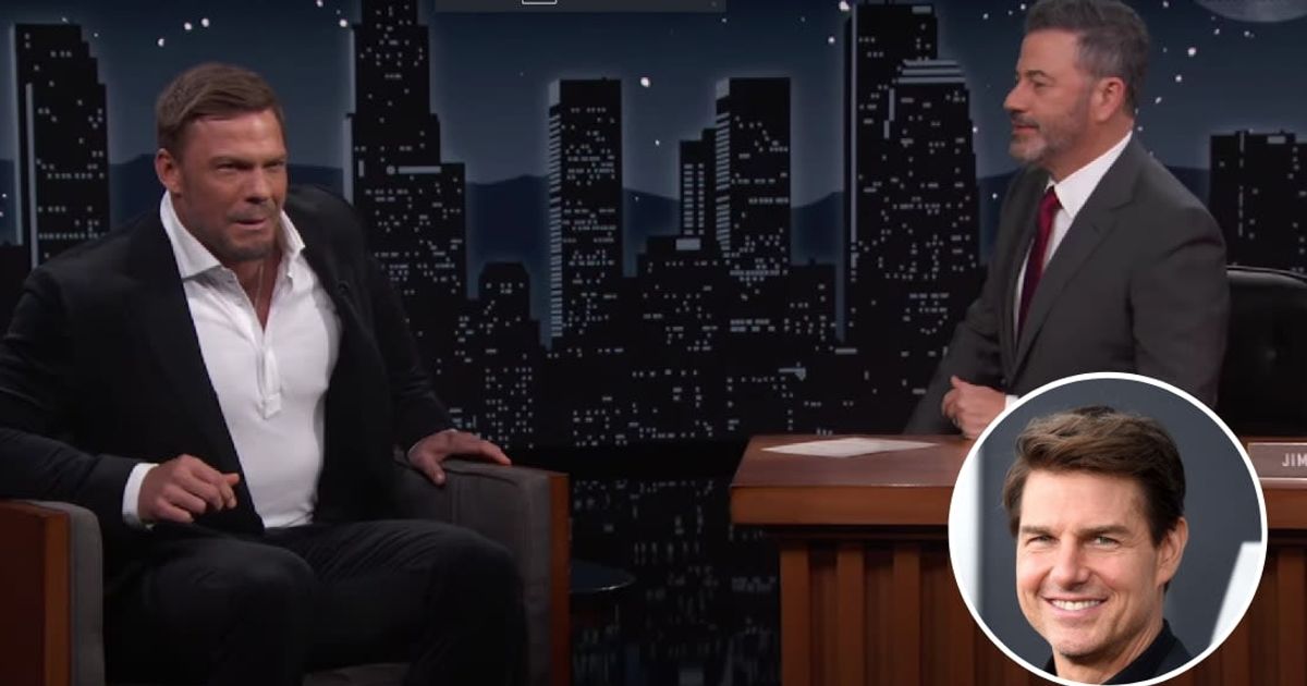 Alan Ritchson expressed heartfelt appreciation to Tom Cruise on Jimmy Kimmel's show (Jimmy Kimmel Live, Getty Images)