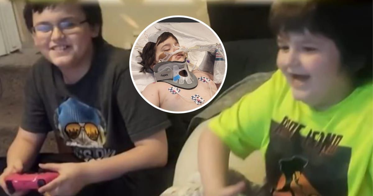Zachariah Bannister (R) remains in ICU after being shot in the head as his brother Waylon (L) kept him awake on the way to the hospital (News 9 Screengrab, GoFundMe)