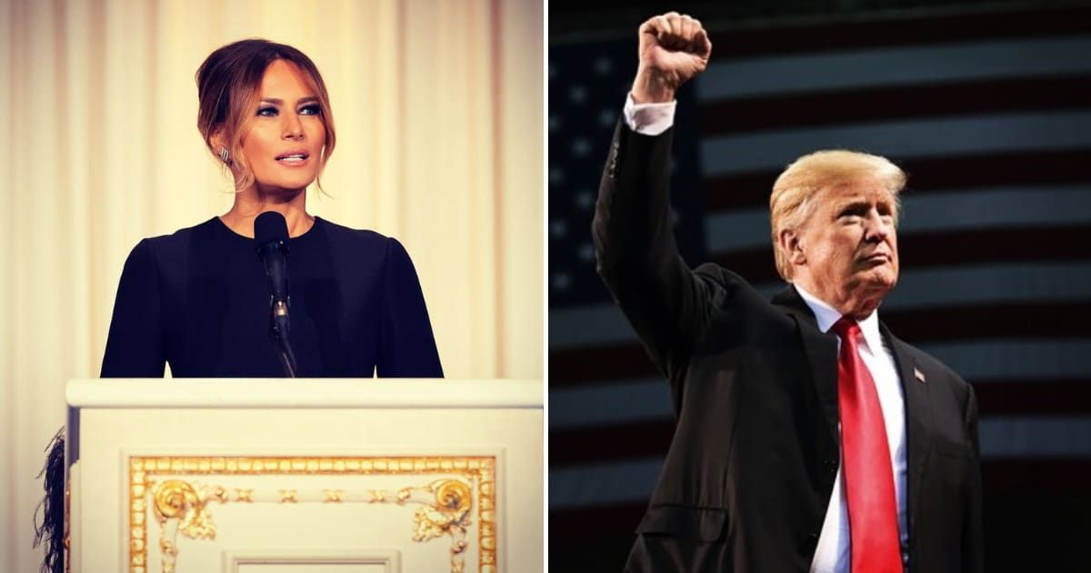 Melania Trump gave a speech about her immigration journey at the National Archives Naturalization Ceremony (@melaniatrump, @realdonaldtrump/Instagram)