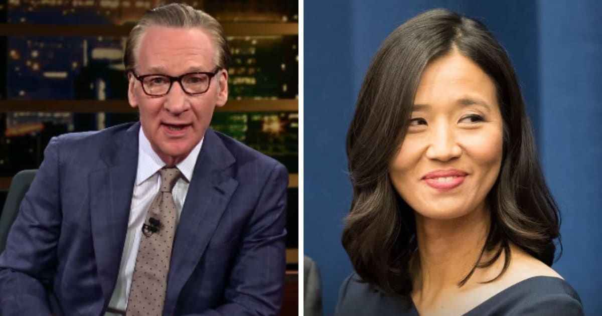 'Real Time' host Bill Maher poked fun at Boston Mayor Michelle Wu's segregated Christmas party during the show (Real Time with Bill Maher/YouTube, @Outkick/X)