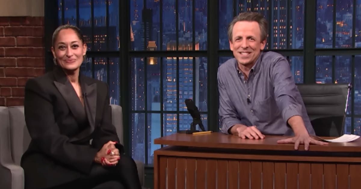 Tracee Ellis Ross discussed her surprise appearance in Beyonce's 'Renaissance World Tour' movie on 'Late Night with Seth Meyers' (@LateNightSeth/Youtube)