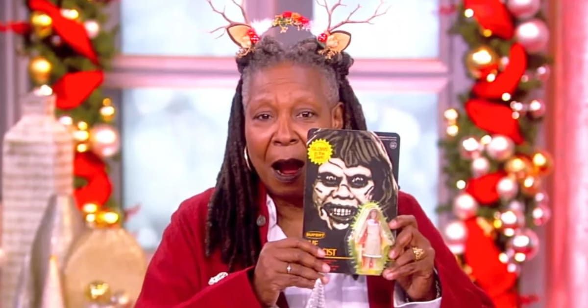 Whoopi Goldberg's co-hosts gifted her an 'Exorcist' action figure on the December 15, 2023 episode of 'The View' (@TheView/X)