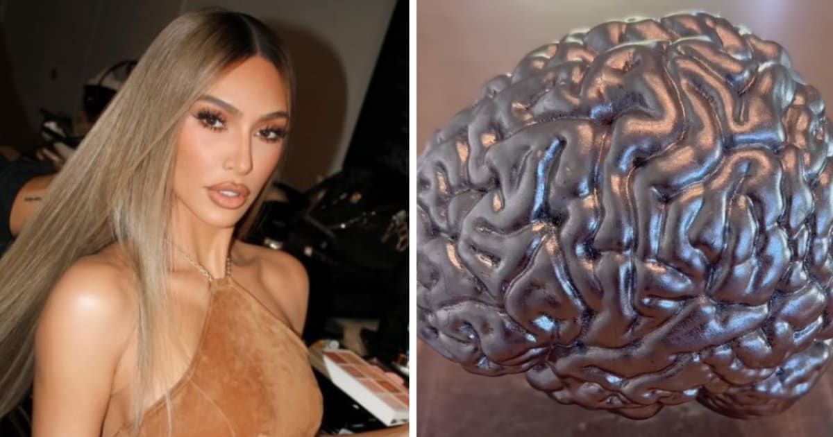 Kim Kardashian flaunted the silver sculpture of her brain which was gifted to her by Prenuvo (Instagram/ @kimkardashian)