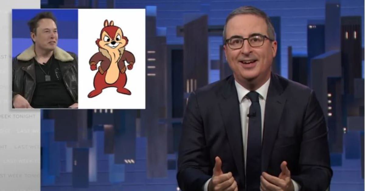 On the 2023 finale of 'Last Week Tonight,' John Oliver comically compared Elon Musk to Chip from 'Rescue Rangers' (Last Week Tonight)