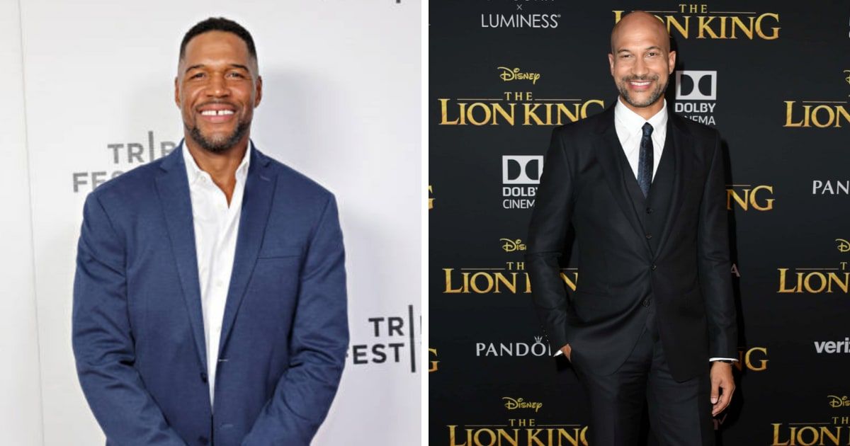 Michael Strahan in splits after Keegan-Michael Key mispronounces his name while promoting 'Wonka'