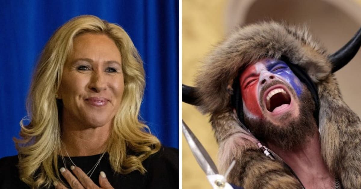 'You have no honor:' Marjorie Taylor Greene shredded online as she meets 'face of Jan 6' Jake Chansley