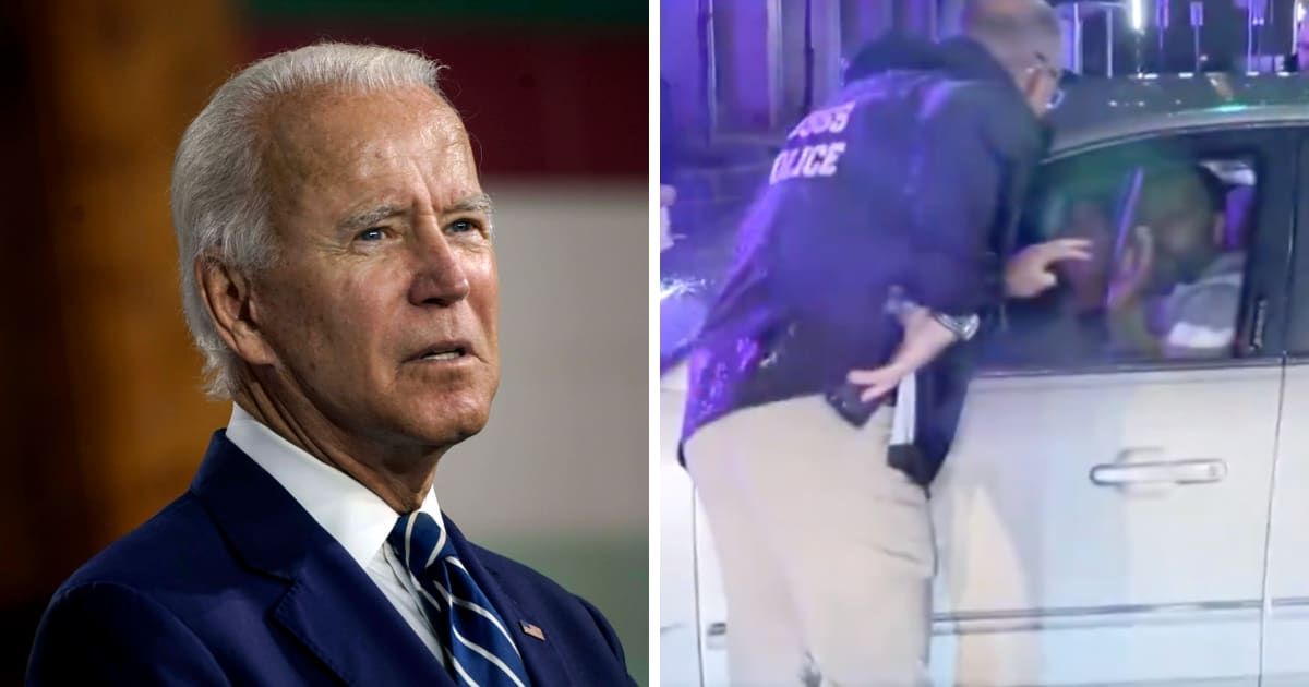 The crash seemingly caught James Cooper unaware that he had struck President Joe Biden’s motorcade (Getty Images, @Simon Ateba/X)