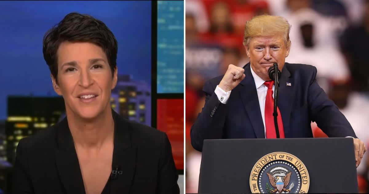 Rachel Maddow assesses Donald Trump's rising stock ahead of the 2024 US general elections (MSNBC/YouTube, Getty Images)