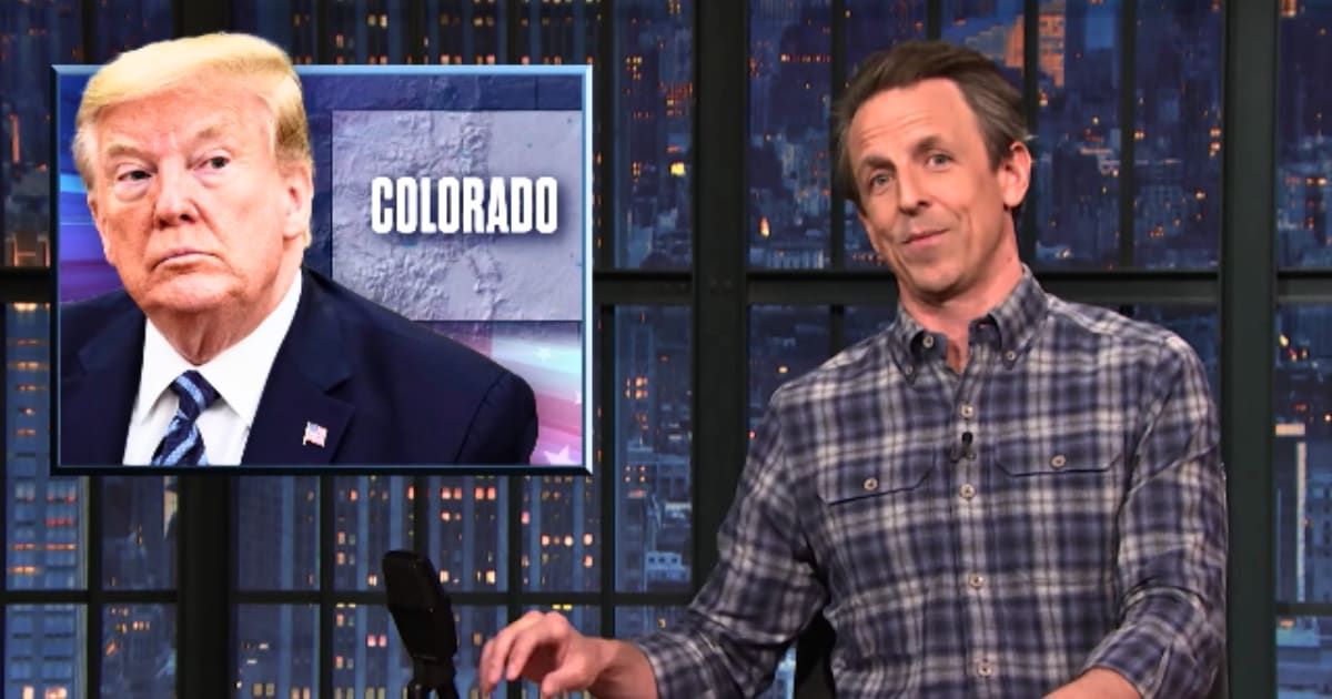 Seth Meyers took a close look at the Colorado Supreme Court ruling that disqualified Donald Trump from the 2024 presidential race (@LateNightSeth/YouTube)