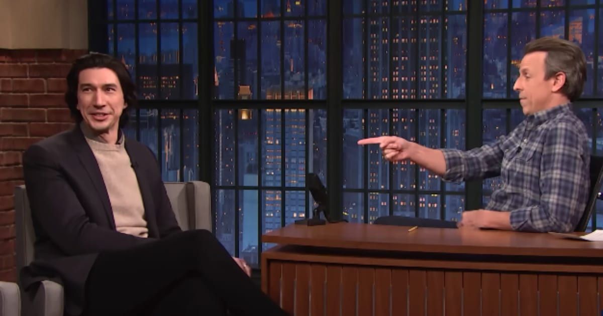 Adam Driver revealed to Seth Meyers his driving experiences with 'Ferrari' director Michael Mann (@LateNightSeth/Youtube)