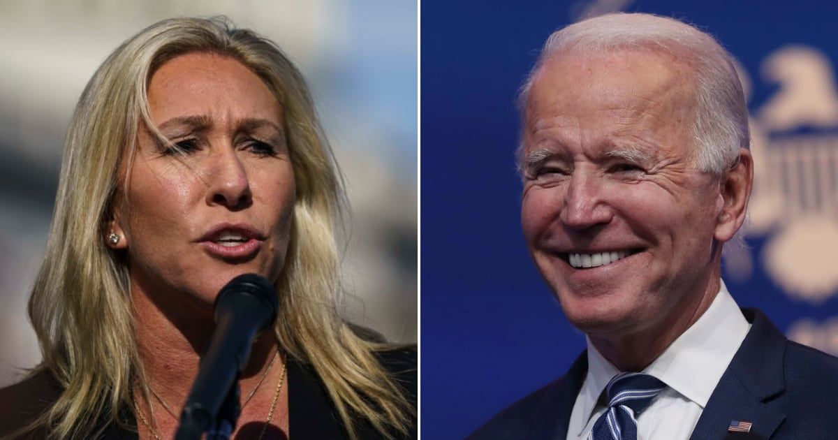 Marjorie Taylor Greene has floated the idea of removing Joe Biden from the ballot in Republican states (Getty Images)
