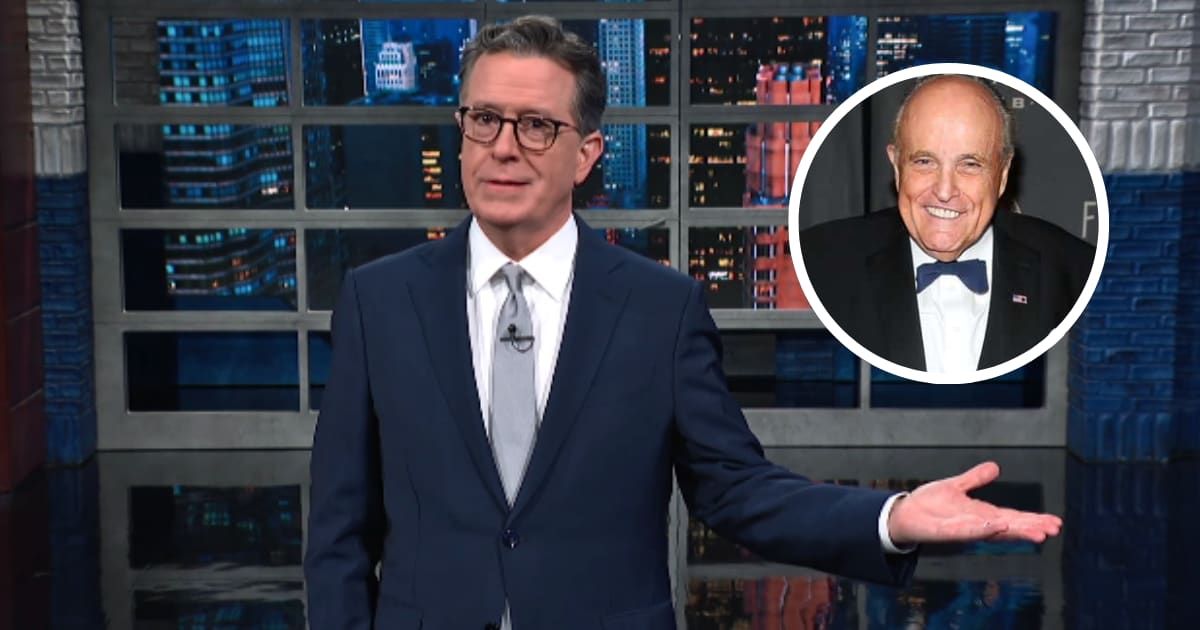 Stephen Colberts trolls Rudy Giuliani on 'The Late Show with Stephen Colbert' (@ColbertLateShow/YouTube)