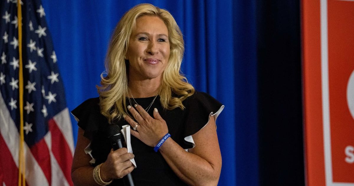 Marjorie Taylor Greene headed over to Texas to 'defend' the Second Amendment as she used a firearm and shared the clip on social media (Getty Images)