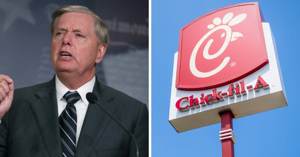 Lindsey Graham sharply denounced a New York bill that would mandate Chick-fil-A locations at state-operated travel plazas stay open 24/7 (Getty Images)