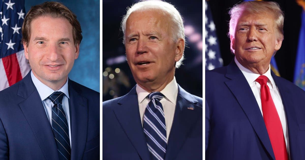 Rep Dean Phillips predicted Joe Biden might lose to Donald Trump in 2024 presidential election (Wikimedia Commons, Getty Images)