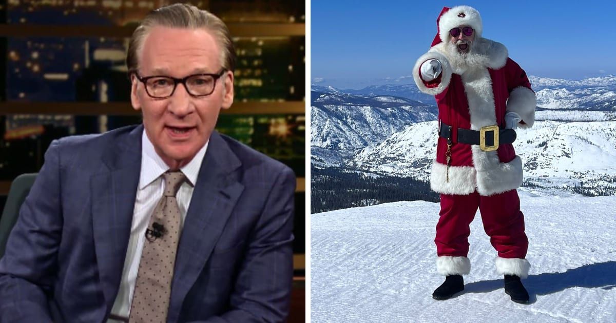 Bill Maher shared a playful Christmas message alongside The Gentleman Santa (@Real Time with Bill Maher/youtube @GentlemanSanta/X)
