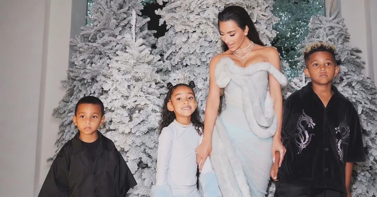 Psalm, Chicago, Kim Kardashian, and Saint at the annual Kardashian-Jenner family Christmas Eve bash (@kimkardashian/Instagram) 