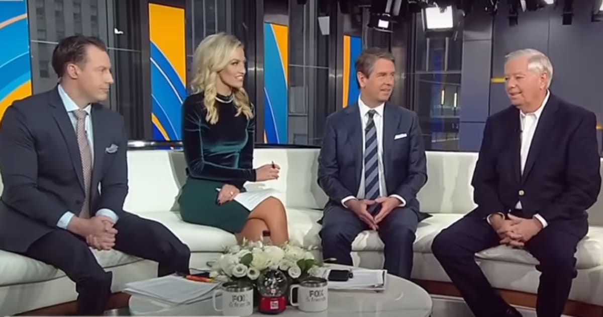 Joey Jones, Carley Shimkus, and Griff Jenkins sat down for a conversation with Senator Lindsey Graham on the December 27, 2023 episode of 'Fox & Friends' (@FoxNews/YouTube)