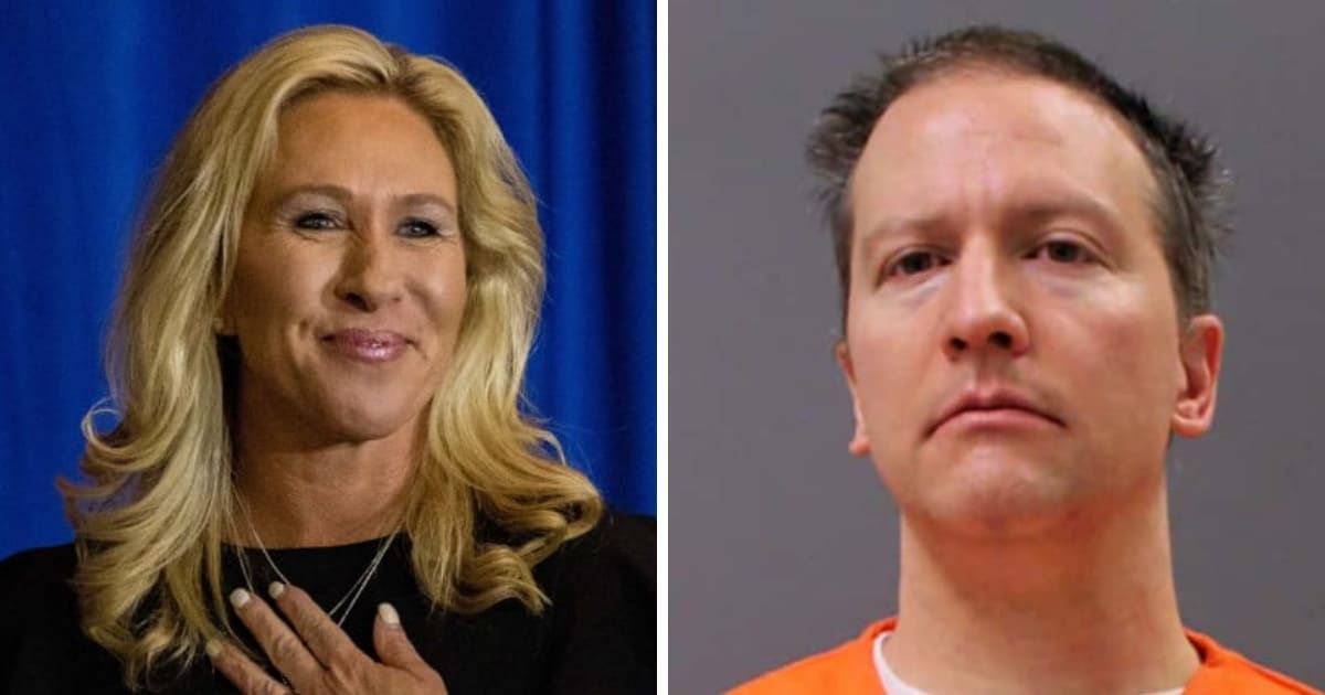 Marjorie Taylor Greene extended her support to ex-policeman Derek Chauvin on social media (Getty Images, Minnesota Department of Corrections/Getty Images)